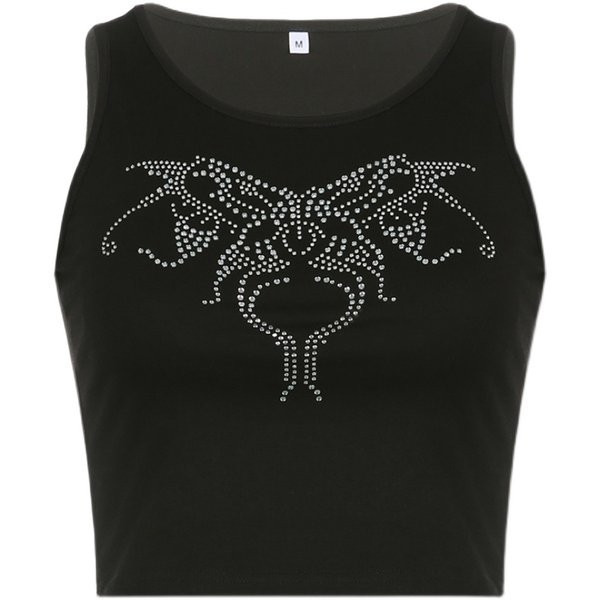 Γυναικείο κοντό τοπ με διακοσμητικές πέτρες