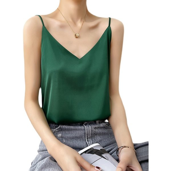 Летен сатенен потник с тънки презрамки