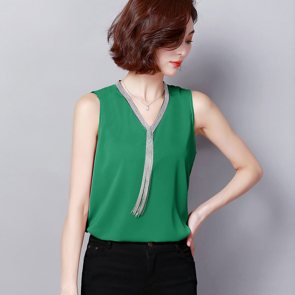 Дамски официален потник свободен модел с шпиц деколте