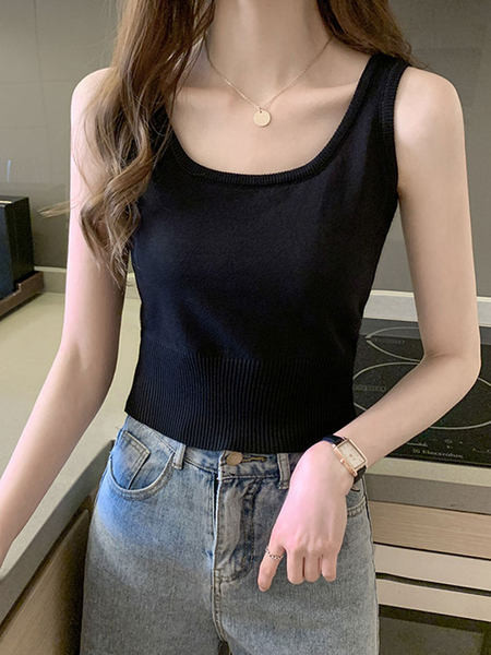 Ženska ležerna majica bez rukava s ovalnim izrezom