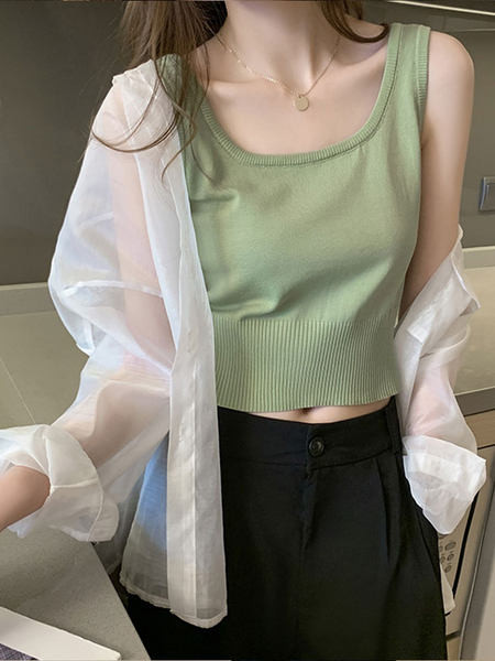 Ženska ležerna majica bez rukava s ovalnim izrezom