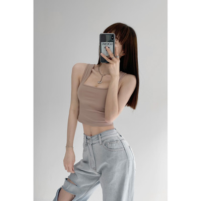 Lühike laiade rihmadega naiste topp