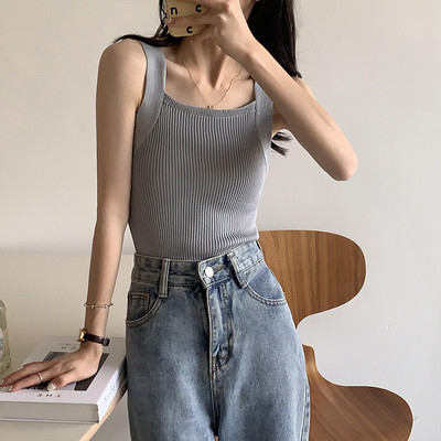 Рипсен дамски потник с широки презрамки