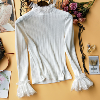 Moodne naiste pluus tülli ja pikkade varrukatega - mitu mudelit