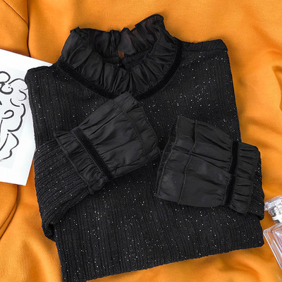 Moodne naiste pluus tülli ja pikkade varrukatega - mitu mudelit