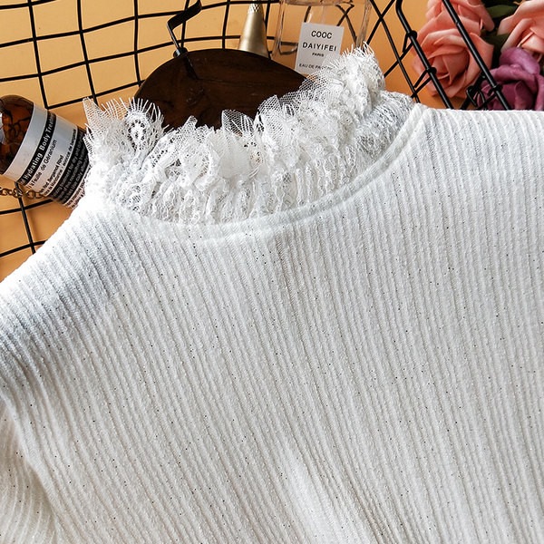 Moodne naiste pluus tülli ja pikkade varrukatega - mitu mudelit