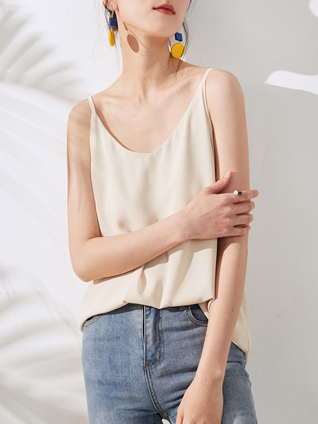 Ženska majica bez rukava s tankim naramenicama i V izrezom