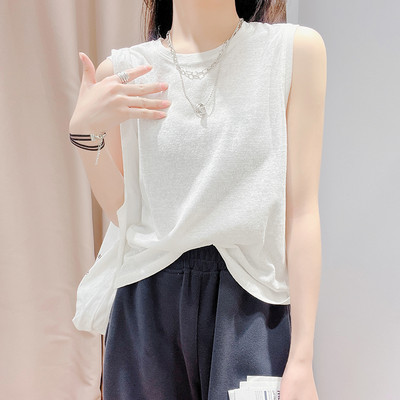 Καθημερινό γυναικείο φανελάκι με στρογγυλή λαιμόκοψη