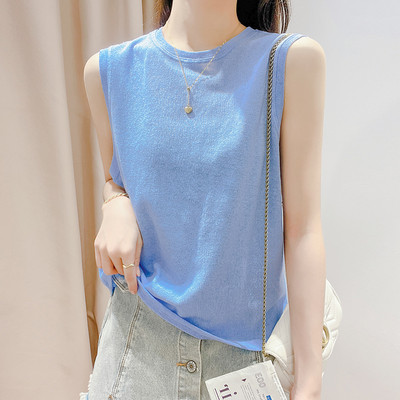 Καθημερινό γυναικείο φανελάκι με στρογγυλή λαιμόκοψη