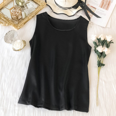 Σατέν φανελάκι με φαρδιές τιράντες απλό μοντέλο