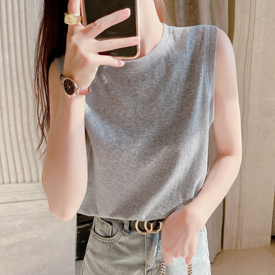 Μονόχρωμο γυναικείο casual φανελάκι με λαιμόκοψη O