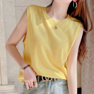 Μονόχρωμο γυναικείο casual φανελάκι με λαιμόκοψη O