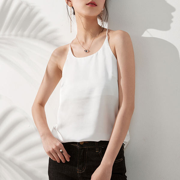 Ženska majica bez rukava s okruglim izrezom i tankim naramenicama