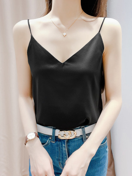 Ženska majica s tankim naramenicama i V izrezom