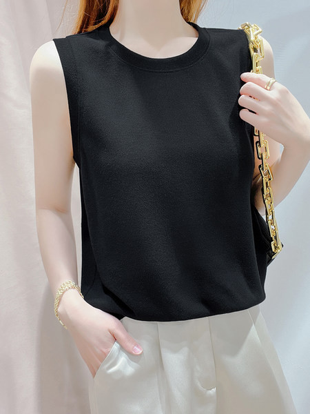 Ležerna ženska majica bez rukava sa ovalnim izrezom - više boja