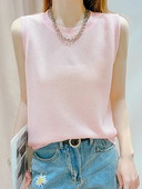 Ležerna ženska majica bez rukava s ovalnim širokim izrezom