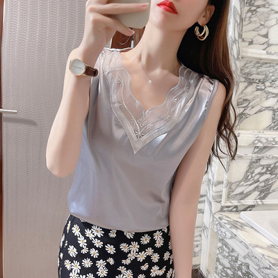 Naiste suvine avar pitsi ja V-kaelusega topp