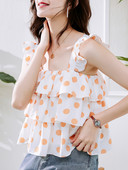 Γυναικείο φανελάκι  πουά και βολάν