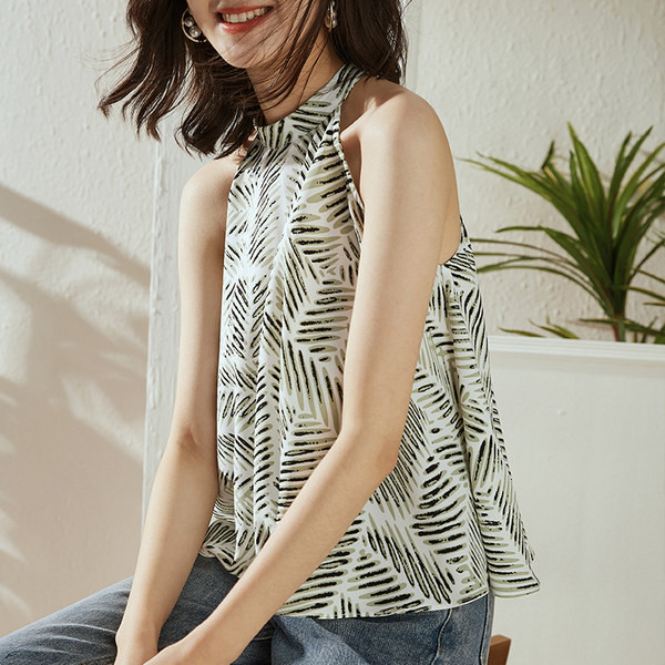 Ljetna ženska majica bez rukava s O izrezom - besplatni model