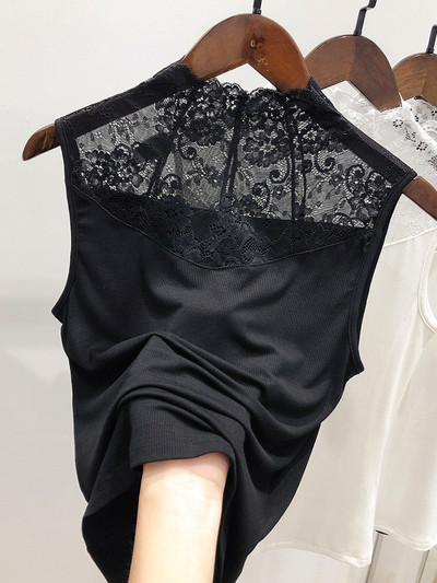 Pitsi ja poolkõrge kraega naiste istuv topp