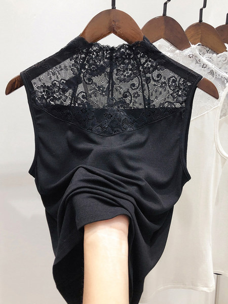 Pitsi ja poolkõrge kraega naiste istuv topp