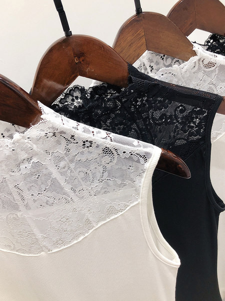 Pitsi ja poolkõrge kraega naiste istuv topp