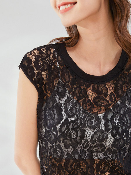 Moderna majica bez rukava od čipke s okruglim izrezom