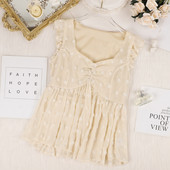 Модерен дамски потник с шпиц деколте и къдри