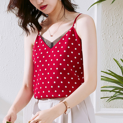 Γυναικείο casual φανελάκι με λεπτές τιράντες και τούλι