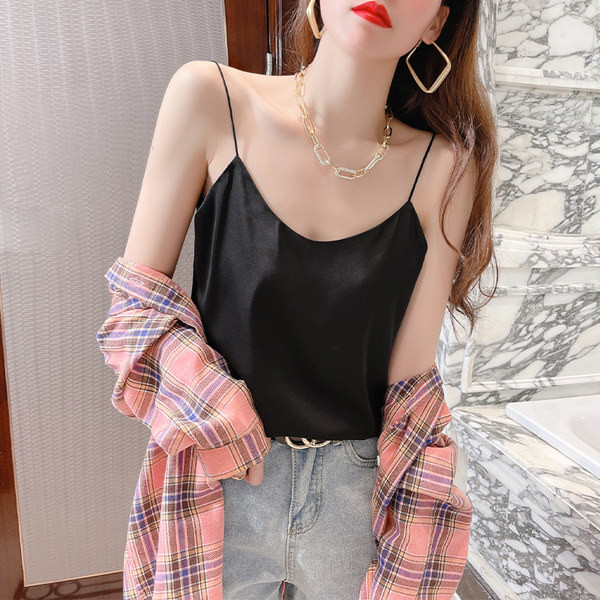 Široki model ženske majice bez rukava sa špic izrezom