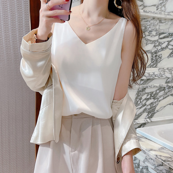 Ženska ljetna majica bez rukava s V izrezom