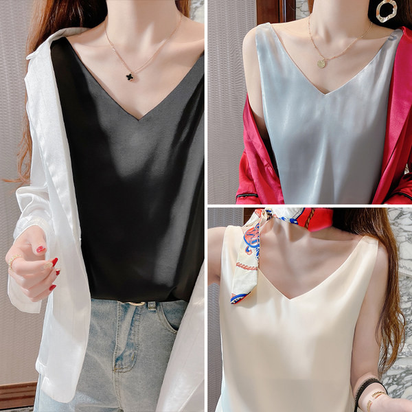 Ženska ljetna majica bez rukava s V izrezom