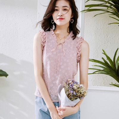 Μοντέρνο γυναικείο φανελάκι με βολάν και κορδόνια