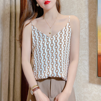 Γυναικείο φαρδύ φανελάκι με λεπτές τιράντες και έγχρωμη στάμπα