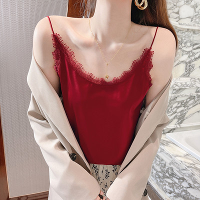 Γυναικείο σατέν φανελάκι με δαντέλα