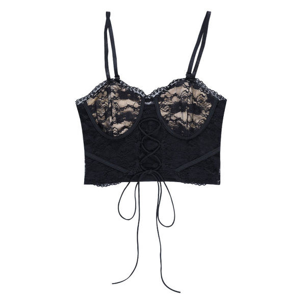 Дамско дантелено бюстие с тънки презрамки