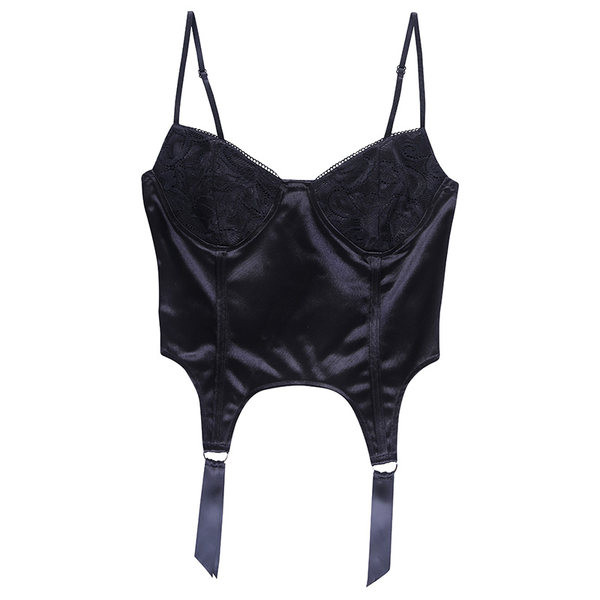 Γυναικείο μπουστάκι ασύμμετρο σε μαύρο χρώμα