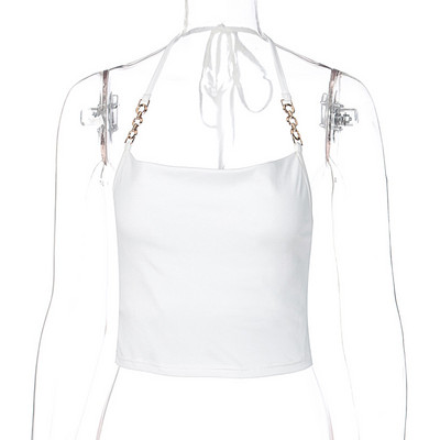 Lühike metallist kaunistusega naiste topp