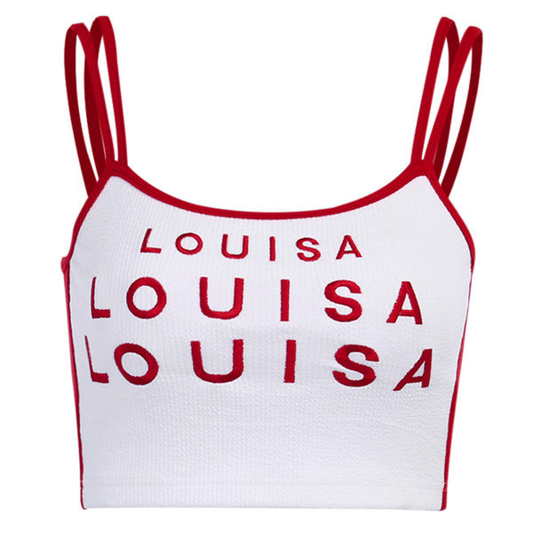 Tikitud tekstiga lühike naiste tops igapäevaseks kasutamiseks