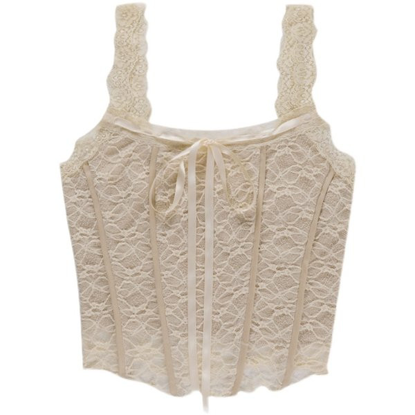 Čipkana ženska majica bez rukava s vezicama