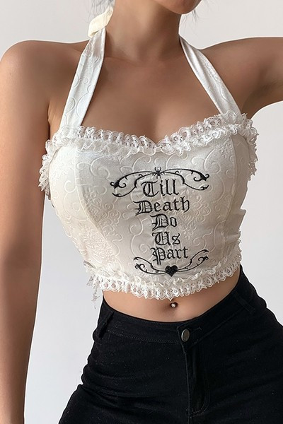 Ženski čipkani bustier s natpisom