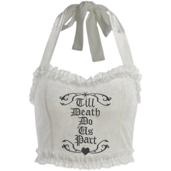 Ženski čipkani bustier s natpisom