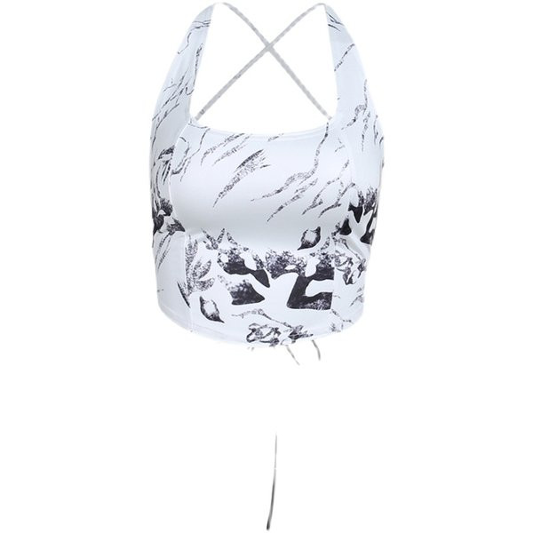 Модерен дамски потник с връзки -бял цвят