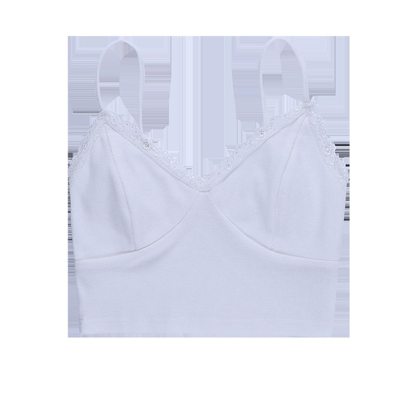 Kratki ženski top sa čipkom - bijela boja