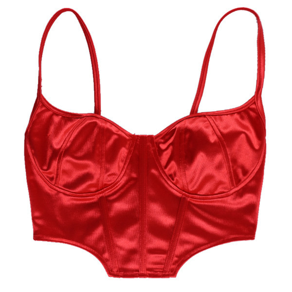 Μοντέρνο γυναικείο μπουστάκι με λεπτές τιράντες - κόκκινο και μαύρο χρώμα