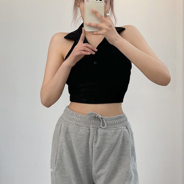 Igapäevane lühike krae ja nööpidega topp