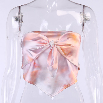 Γυναικείο κοντό σατέν μπουστάκι με κορδέλα