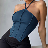 Κοντό γυναικείο φανελάκι με λεπτές τιράντες