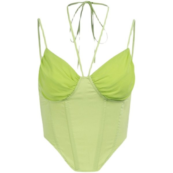 Moderni ženski bustier na tanke naramenice - zelene i crne