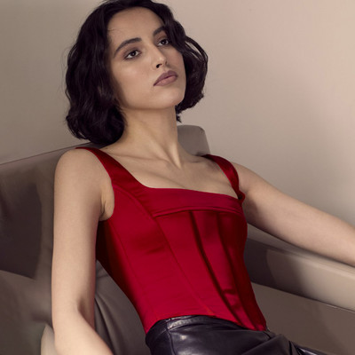 Εφαρμοστό μπουστάκι με τετράγωνη λαιμόκοψη και φερμουάρ